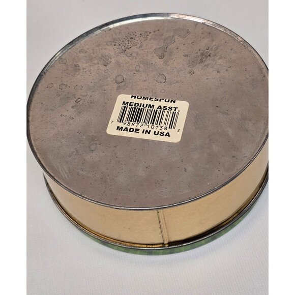 Snowman Recipe-Themed Decorative Metal Tin with Plaid Lid Homespun Medium Made I - Picture 4 of 6